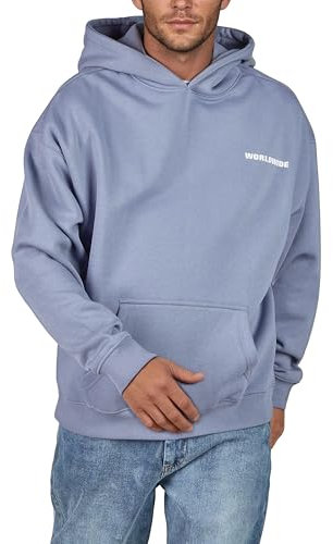 riverso Hoodie Herren Oversize mit Backprint RIVDave Kapuzenpullover Pullover, Größe:L, Farbe:Rainy Blue