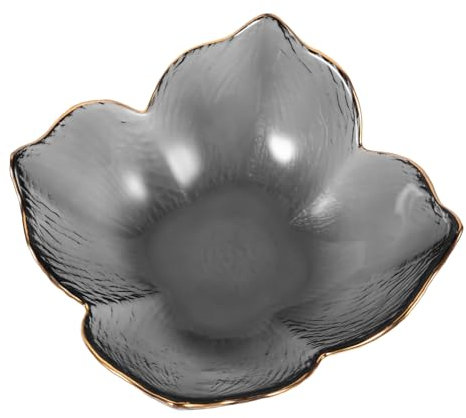 BEBEMOKO Cuenco De Lirios Dorados Ensaladera De Vidrio Cuenco para Servir Comida para Postres Individuales para Frutas y Ensaladas De Frutas Vajilla De Vidrio Diseño De