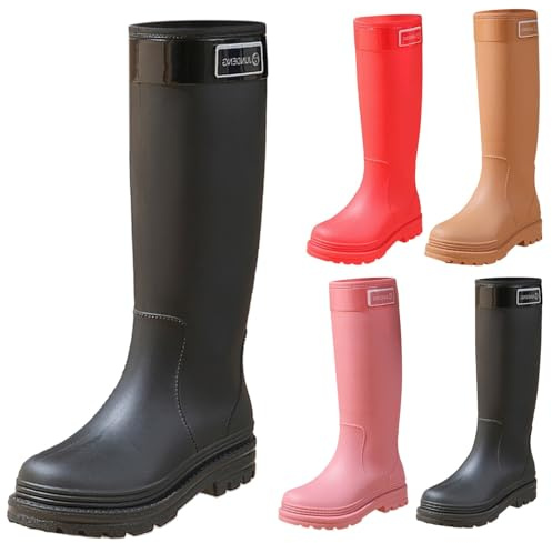 Botas Wellington para mujer, botas de agua para damas de caña larga, impermeables, antideslizantes, botas de jardín hasta la rodilla de goma, botas de lluvia para senderismo, trabajo en el patio