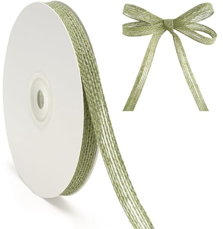 G2PLUS 20 Yardas Cinta Navideña:10mm Cinta de Yute Verde Salvia,Cintas Regalo ideal para Navidad,Bodas,Pascua,Decoración de Regalos y Manualidades