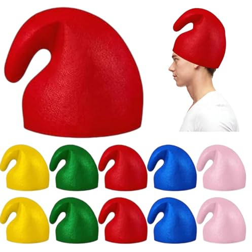 Mineup 10PCS Cappello Da Nano, Cappello Da Gnomo, Cappell Da Puffo,Cappell Da Elfo- Taglia Unica-colorati, Perfetto Per Natale, Halloween, Carnevale, Compleanni, Feste in Maschera E Cosplay