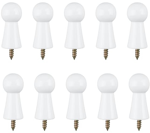 MOROBOR 10 ganci in legno bianco shaker pegs, ganci per asciugamani clip per mensole da avvitare, ganci solidi per cappelli in legno non finito, supporti shaker per porte del bagno, bordi delle scale