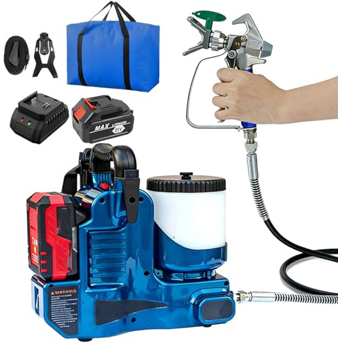 GBHJJ MáQuina de PulverizacióN de Pintura a Alta PresióN de 500W, Efecto Pintura Fino y Uniforme, con BateríA de Litio de 21 V, 6 Velocidades Ajustables, para Pinturas de LáTex y Lacas