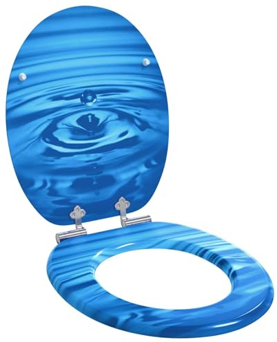 vidaXL Siège de toilette à fermeture douce Goutte bleue 44 x 38 cm, Couvre- WC moderne en MDF, avec fermeture douce, un accessoire pratique et stylé pour la salle de bain