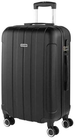 ITACA - Valise Rigide Grande Taille 158 cm - Bagage Soute 23 kg Solide ABS - Trolley Valise Moyenne - Bagage Taille Moyenne. Cadenas à Combinaison ., Noir