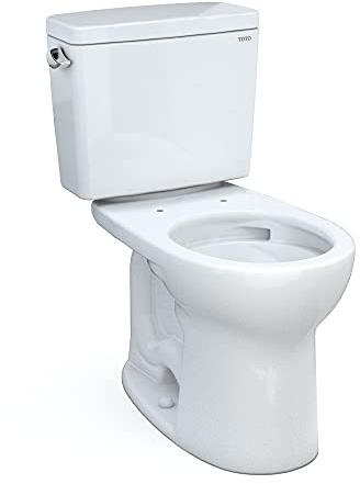 TOTO Drake Two-Piece Round 1.6 GPF Universal Height TORNADO FLUSH Toilet with CEFIONTECT, Cotton White - CST775CSFG#01