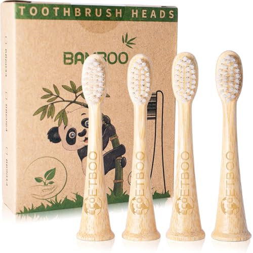 Ersatz-Zahnbürstenköpfe aus Bambus, 4 Stück, kompatibel mit elektrischen Zahnbürstenköpfen von Philips, biologisch abbaubar, umweltfreundlich, nachhaltig, recycelbar