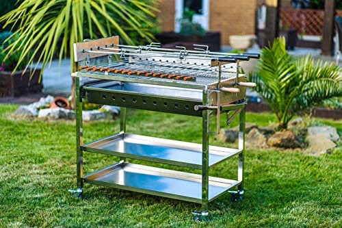 Extra Large Maxking Cypriot Stainless Steel Rotisserie Charcoal BBQ