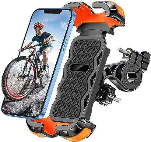 Glangeh Handyhalterung Fahrrad, [Sicheres Schloss] 360° Drehbar Universal Handyhalterung Motorrad, Vollständiger Schutz Handyhalter Fahrrad Organisation für MTB, Kinderwagen, für 4,7-6,8 Smartphone
