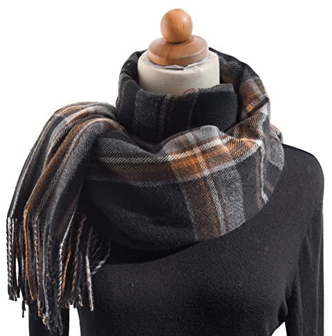 Generic Damen Winter Kariert XXL Fransen Tartan Schal Karo Kuschelig Halstuch Frauen Elegant Plaid Herbst Winter Lang Deckel Schlupfschal Winterschal Schal Scarf