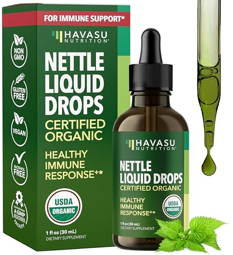 Stinging Nettle Leaf Extract Liquid Drops - USDA Organic - Immune Support and Prostate Health Supplement - 60 Servings - Vegan, Non-GMO, Gluten-Free - Unflavored Herbal Tincture - 1 Fl Oz