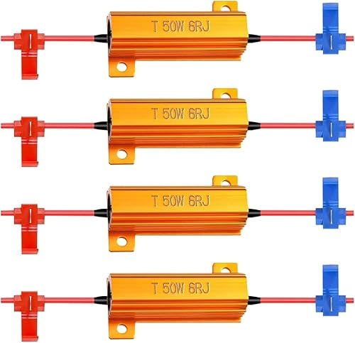 Alopee 4-Pack 50W 6ohm LED Resistore di Carico per Indicatori di Direzione Luce in Esecuzione Blink Blinker Light- (Fix Hyper Flash, Avviso Cancellatore, Errore Flash Veloce)