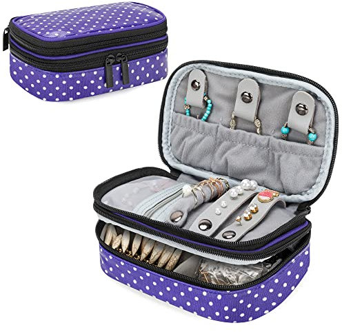 Teamoy Schmuckkästchen Damen, Schmuckkästchen Reise Schmuckaufbewahrung Schmuckkoffer Klein Schmuckbox für Ringe,Ohrringe,Halskette, Uhren und mehr,Lila