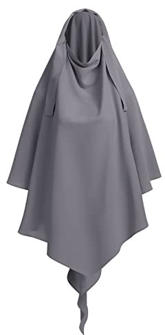 IDOPIP Khimar Kopftuch Damen Hijab Muslim Chiffon Dreieck Lang Burka Arabien Islamische Dubai Middle East Turban Schals NiqabKörperabdeckung Dunkelgrau
