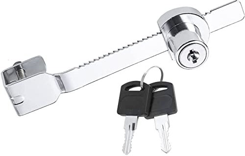 Litensh Serrure de scie coulissante avec clé serrure verrou vitrine en verre pour vivarium, terrarium, vitrine, serrure à cliquet pour porte en verre, clé identique (argenté)
