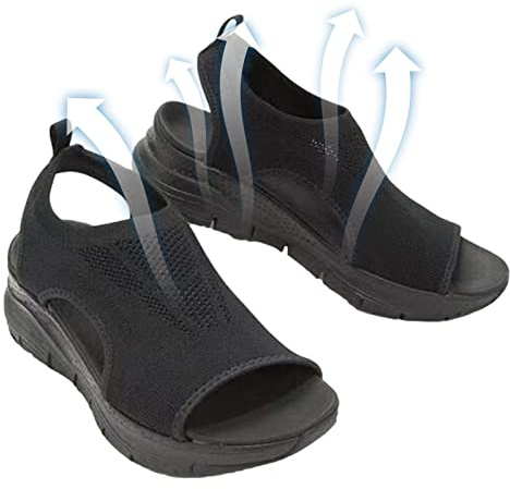 higyee Ortopediska sandaler dam tvättbara och flexibla remmar sandaler - ortopedisk dragkedja sport casual sandaler tjock botten fisk mun strand