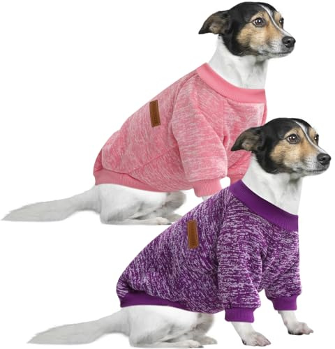 HuaLiSiJi 5XL Maglione Cane Taglia Grande Felpe per cani Maglione Labrador Maglia Pile Cane, Bellissimi Colori, Molto Caldo, Facile da Infilare e Togliere (5XL, Rosa+Viola)