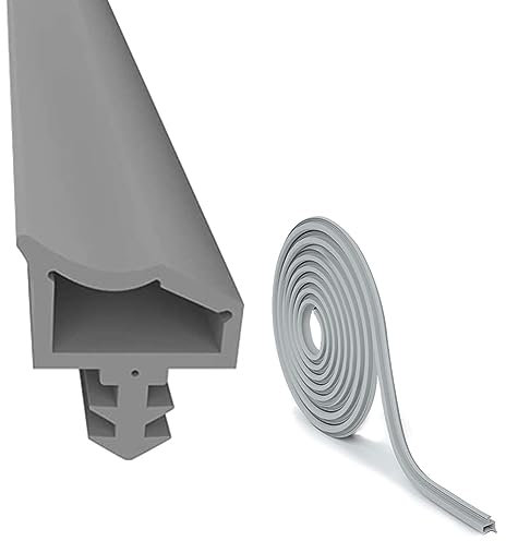 Joint de Porte Caoutchouc Contre 15M, EUBSWA Bruit et la Poussière Joint Porte, Largeur de Rainure 4mm Profondeur Rainure 7mm Pliage Rainure 12mm (Gris)
