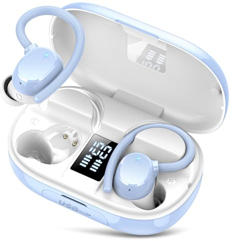 hadbleng Bluetooth 5.3 hörlurar, hörlurar 128H Stereo Trådlösa hörlurar i örat med 4 mikrofoner, 2025 trådlösa hörlurar ENC brusreducerande Bluetooth-hörlurar sport LED-display IP7 vattentäta