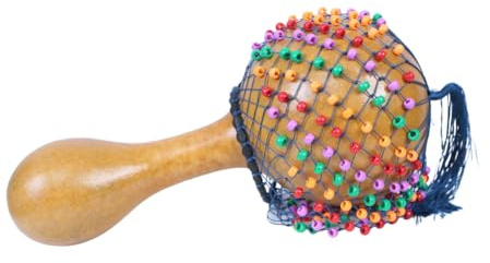 JTAphrique Cabasa Shekere Shaker - Instrumento musical hecho a mano de Shekere, agitador de cuentas de madera para terapia musical