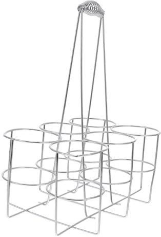 Cabilock 6 Bottle Beer Rack Carrier Beer Wine Bottle Holder Beer Storage Basket Stainless Steel Beer Organizer Rack Shelf Light Portable Silver