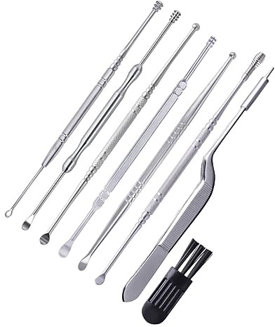 NOLITOY Palillos Oídos Recogedor de Cerumen Limpiador de Cerumen Herramienta para Eliminar Cuchilla de Acero Inoxidable para Oídos Kit de Limpieza de Casa