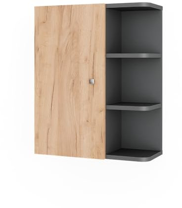 Vicco Hängeschrank Anthrazit/Goldkraft Eiche Fynn 47x59x21 cm - Wandschrank, Übersichtliche Organisation Dank cleverer Fächeraufteilung