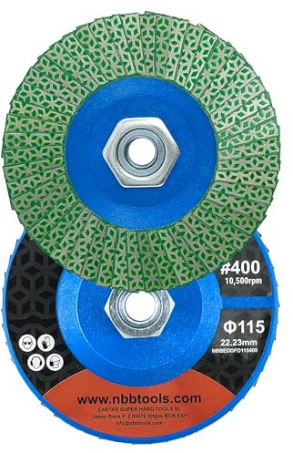 NBB Rueda de Láminas Diamantado Disco Muela Desbaste de Diamante hoja Copa de amolado Lijado Pulido para Cerámica Gres Porcelánico Piedra Granito Azulejos M14 brida para Amoladora Angular (115mm 400#)