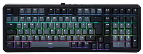 EPOMAKER TH99-ISO-DE QWERTZ Mechanische Tastatur Kabellos, 96% Prozent Gaming-Tastatur mit Numpad, Hot-Swap, RGB, Gasket, BT/2.4G/USB-C, Programming Software (Schwarz, Creamy Jade Linear)