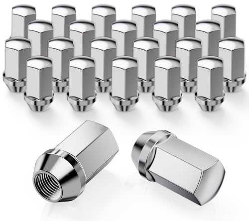 MZS M14x1.5 Lug Nuts, 7/8 Hex Closed End Conical Seat Wheel Nut for Selected Models, One-Piece Design Lugnuts, Replace OEM 9596070 611-236 611-330 611-152, 611-331 15551469 9598179, Chrome, 24PCS