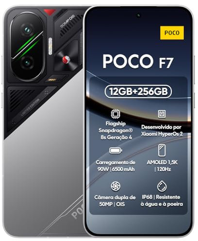 XIAOMI POCO F7 - Smartphone da 12 + 256 GB, fotocamera Sony da 50 MP con OIS, schermo AMOLED da 6,83 1,5 K a 120 Hz, Snapdragon 8s Gen 4, Hypercharge 90 W, caricatore non incluso, argento