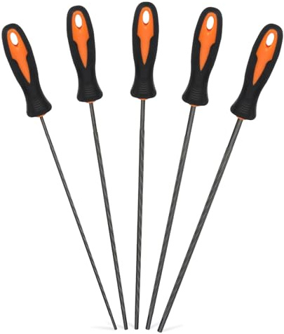 MORROWIND Set di Lime per Affilatura Motosega, 5 Lime Tonde in Acciaio per Catena con Manico in Plastica – 3,2/4/4,5/4.8/5,5 mm