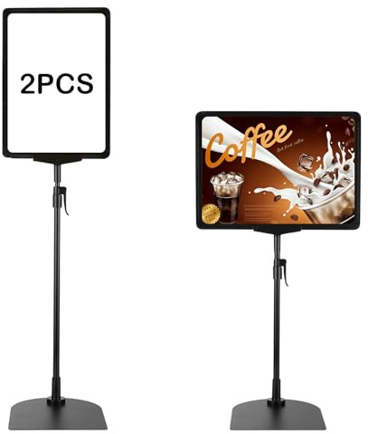 Euablfo 2 Stück Infoständer, Aufsteller A4 Height Adjustable, Plakatständer, Information Stand, Kundenstopper Eignet Sich für Einkaufszentren und Messen