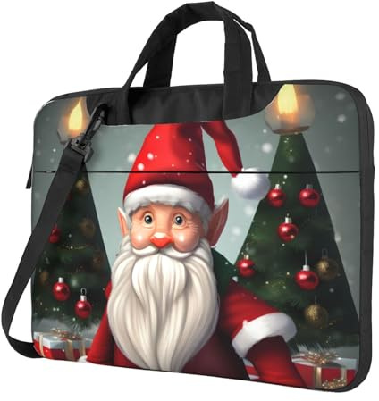 qahuopp jul traditionell tomte tryck datorväska bärhandtag laptopväska skyddande fodral passar 13 14 15,6 tum bärbara datorer