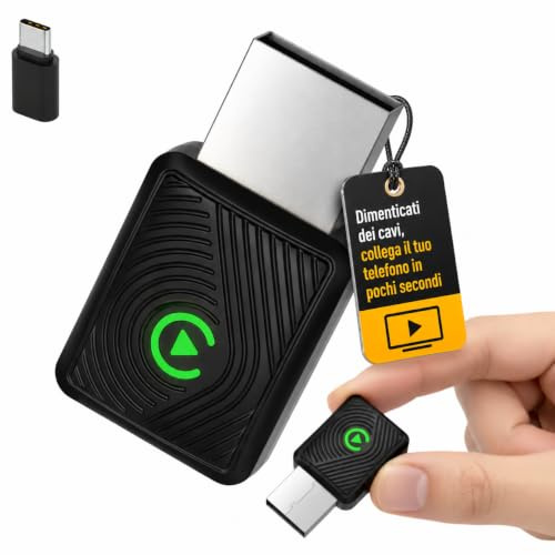 Adaptador CarPlay Inalambrico 2026 Android Auto para Coche - USB Bluethooth Conexion Rapida Automatica Accesorio Coches Interior WiFi 6 GHz Lite V2 Negro