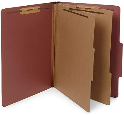 10 Legal Size Classification Folders - 2 Divider - 2 Inch Tyvek Expansions - Durable 2 Prongs Designed to Organize Standard Law Client Files, Office Reports - Legal Size, 10 Folders (Red)