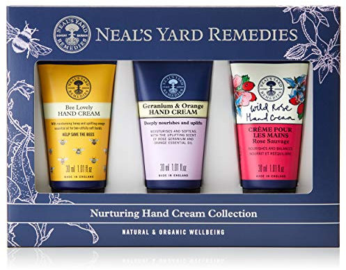 Neal’s Yard Remedies Nurturing Hand Cream Collection - The Perfect Hand Moisturiser To Suit Your Mood - Bee Lovely, Wild Rose And Geranium & Orange (3 Pack)