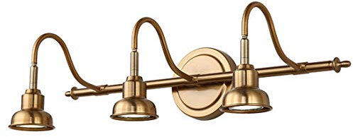 Wandleuchte Spiegellampe LED Vintage Badezimmer Lampe, Retro Bad Leuchte 3-Flammig, Leselampe, Make-up Licht Verstellbar, Modern Spiegelleuchte Toilette Korridor Flur Bar, Warmweiß Licht, L53cm, IP44