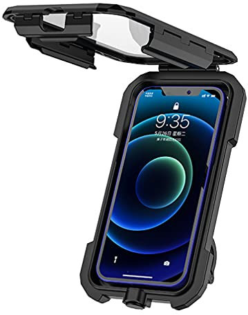 TOPRUI Porta Cellulare Moto, Universale Porta Telefono per Moto e Biciclette Impermeabile Antipolvere e Antiurto con Rotazione a 360° Toccare ID Viso ID Compatibile con Smartphone da 4,5a 6,8 Nero