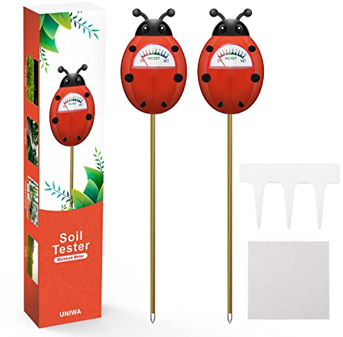 UNIWA Soil Moisture Meter, Plant Moisture Meter, Soil Hygrometer Sensor for Gardening, Farming, Indoor, and Outdoor Plants, Plant Water Monitor Gardening Gifts, No Batteries Required, 2-Pack