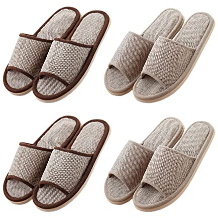 Teceyfeet Pantuflas para Invitados,4 Pares de Zapatillas Casa Invitados Lavables Unisexo Zapatillas para Baño Invitados Hogar Bodas,4 Tamaños