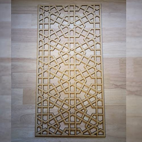 Arabic Lattice grate Pattern Screen Radiator Cabinet wall Decorative Screening-grille- Perforated MDF panel (1200x600mm) 0106 (6mm thick MDF Primed White)