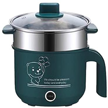 Milageto Pentola Elettrica, Padella Elettrica Antiaderente Multiuso Domestico Fornello per Tagliatelle, Fornello Ramen Elettrodomestici da Cucina per Fry, con piroscafo Verde