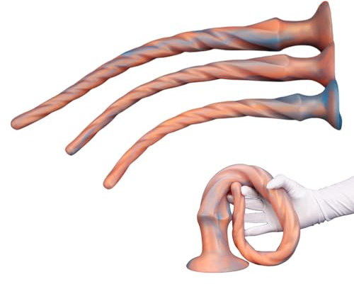 Axcroo Super Lang Analplug Anal Dildo Ultra Flexibler Butt Plug mit Saugnapf Prostata Massage Silikon Weiches Anus Dilatator Vagina Masturbatoren SM Sexspielzeug für Frauen Männer Paare (Model A-63cm)