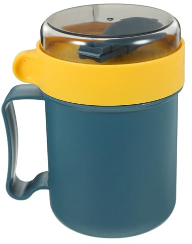 Kichvoe 1pièce Tasse à Soupe Portable Avec Couvercle Mug à Déjeuner Étanche Pour Soupe Lait Et Porridge Bleu