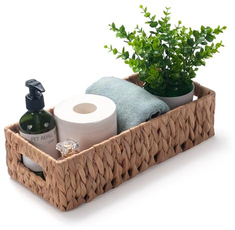 Badezimmer Körbe Aufbewahrung für Toilettenpapier Wasserhyazinthe Aufbewahrungskorb Handtuchkorb Geflochten mit Griffen 36 x 16.5 x 9.5cm
