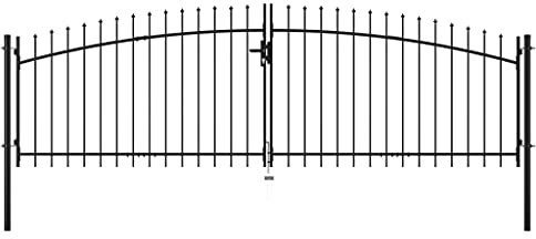 Somanki Doppelflügel-Gartentor mit Speerspitzen 400 x 150 cm, Gartentor, Gartentür, Gartentüren, Tor Garten, Gartentüren, Garten Tore, Flügeltore - 144360