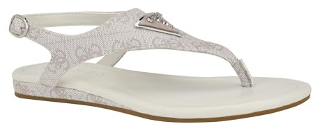 GUESS Women's Unali Sandal, Ivory Logo 150, 6 UK