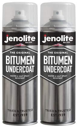JENOLITE Underbody Seal Bitumen Spray Paint | BLACK | 2x500ml | Car Underseal Anti Corrosion Spray | Flexible Rust Protection Spray for Car Chassis & Underbody