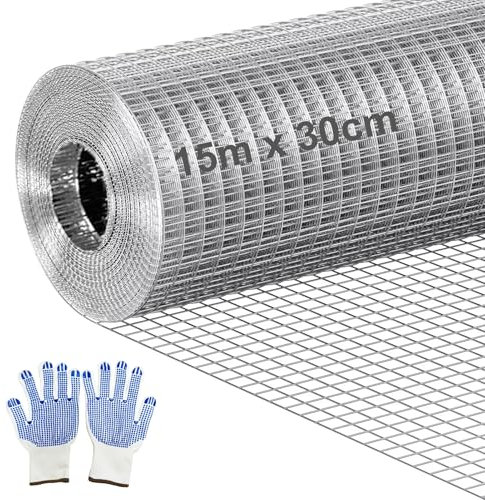 Grillage grillagé - 30 cm x 15 m - Maillage de 6 mm - Maille fine - Pour lapins, souris, volières, poules et parterres surélevés dans le jardin